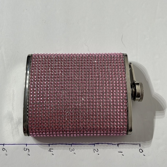 OGGI NWOT - Stainless steel 6oz FLASK bling pink sparkle girly girl style - Picture 7 of 9